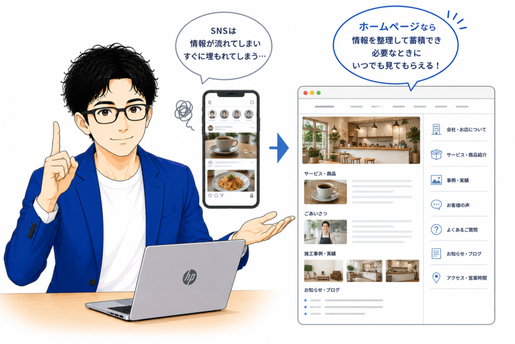 SNSでは伝えきれない情報を蓄積できる