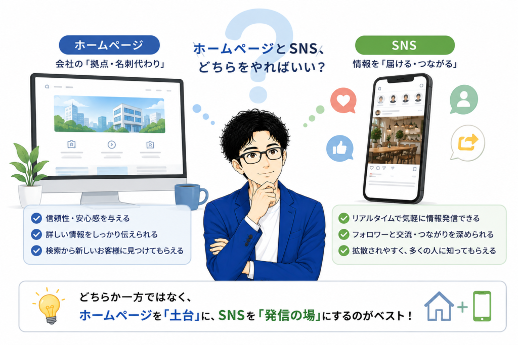 ホームページとSNS、どちらをやればいい？