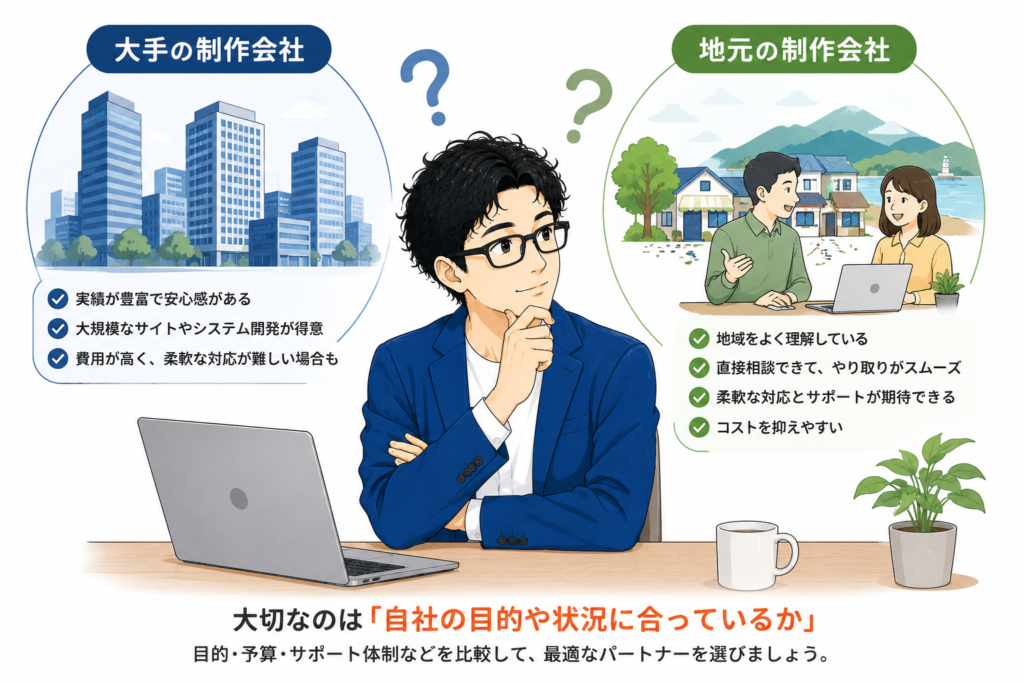 大手と地元のホームページ制作会社、どちらがおすすめ？