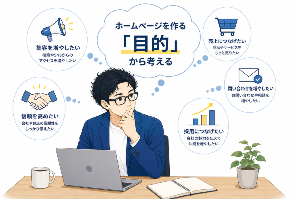 ホームページを作る「目的」から考えてくれるか