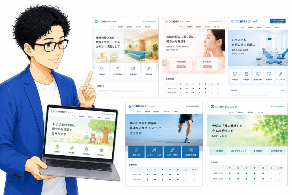 診療科目別ホームページ制作にも対応しています