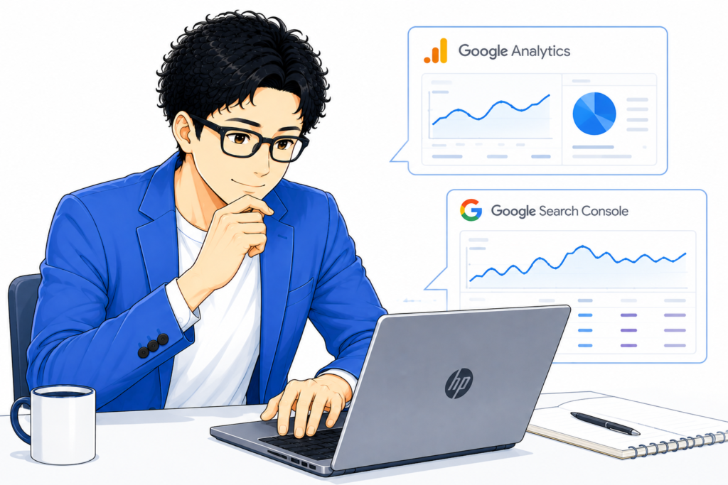 Google AnalyticsとSearch Consoleを確認する