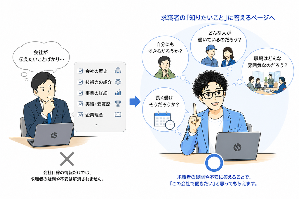 採用ページでは「会社が伝えたいこと」だけを書かない