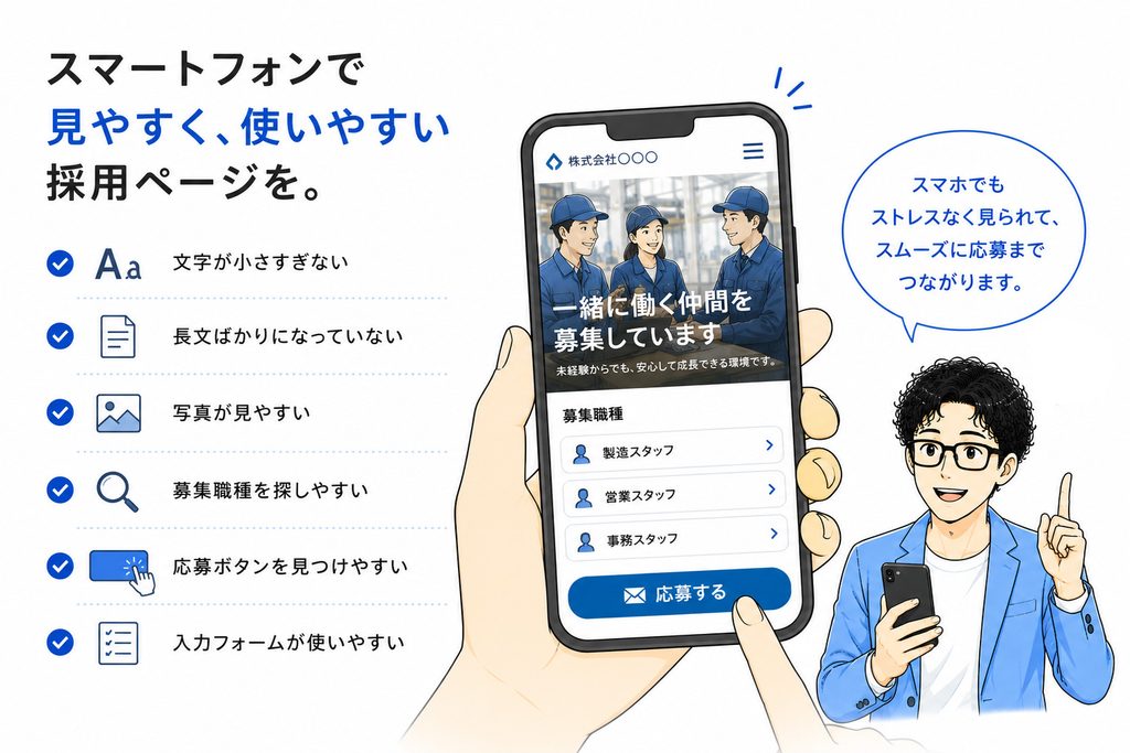 採用ページはスマートフォンでの見やすさも重要