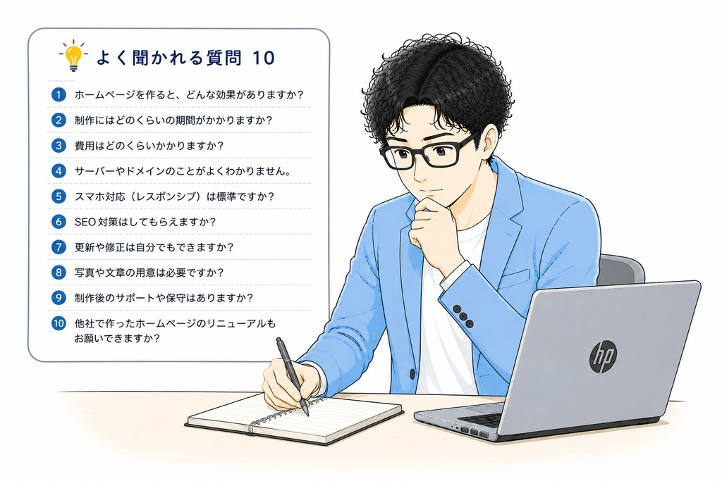 お客様からよく聞かれる質問を10個書き出す