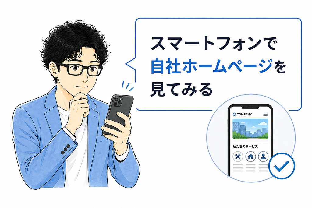 スマートフォンで自社ホームページを見てみる