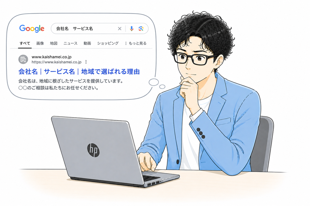 検索結果に表示される自社のタイトルを見てみる