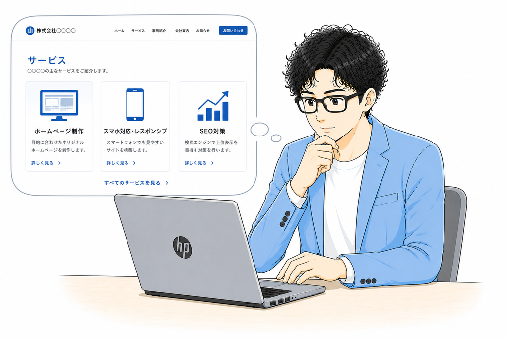商品・サービスごとのページがあるか確認する